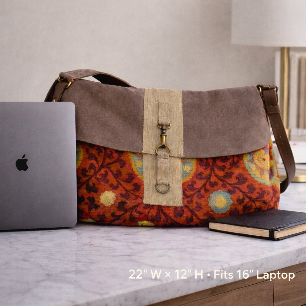 ONE OF A KIND Artisan Leather Large
Laptop Weekender Bag | 22" w x 12"